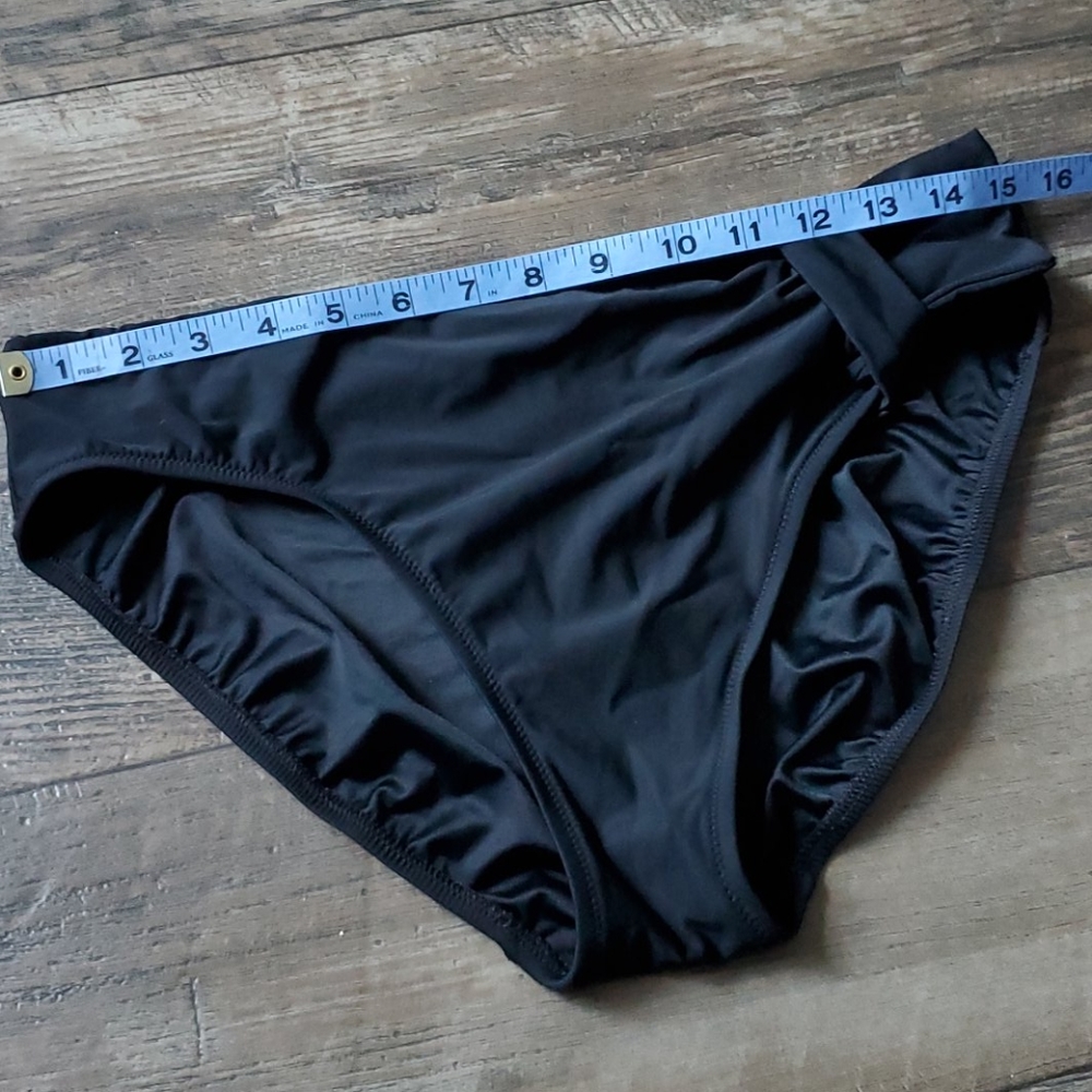 Be Creative Solid Black Faux Wrap Bikini Bottom - Picture 5 of 6